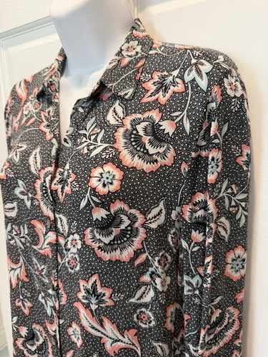 J. Jill Black Floral Paisley Button Up Tunic Top Size XS - photo 3