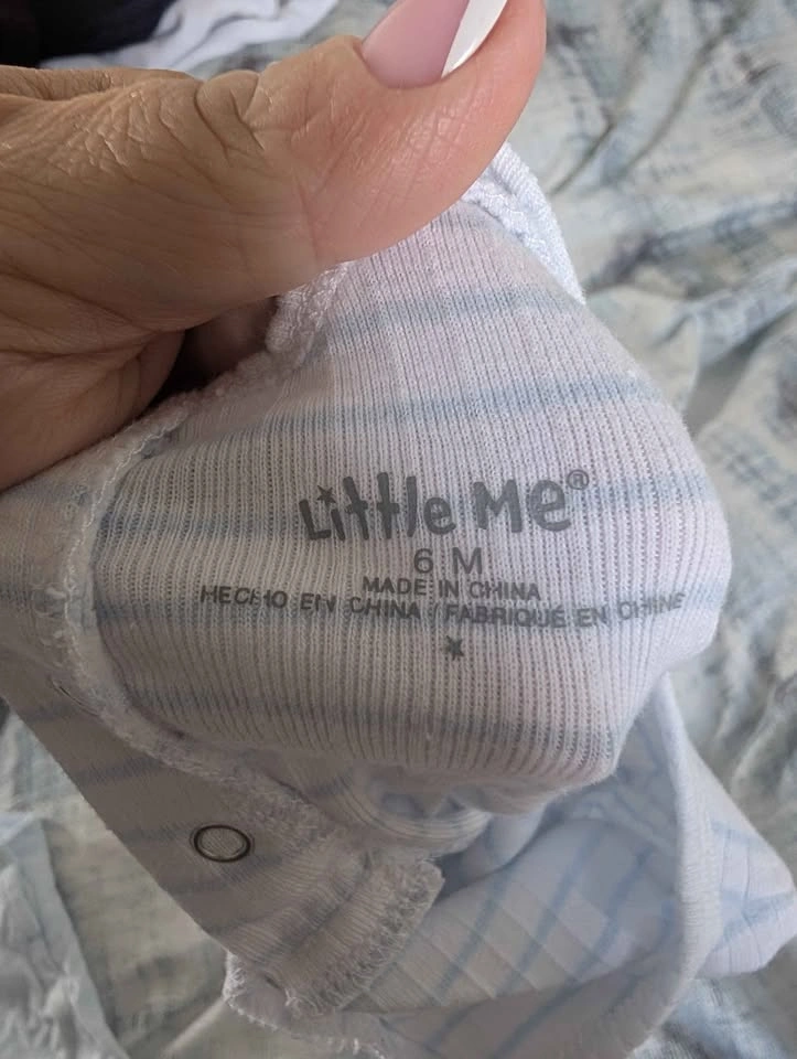 Light Blue Baby Overalls and Striped Shirt Set - photo 5