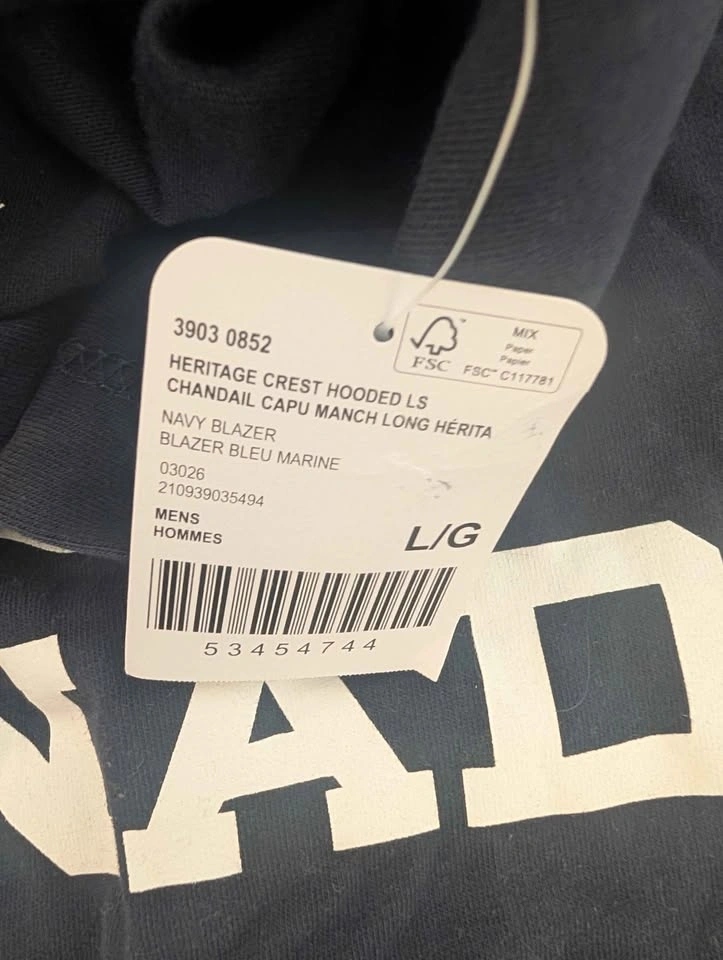 Roots Heritage Crest Hooded LS - Navy - Size Large - photo 2