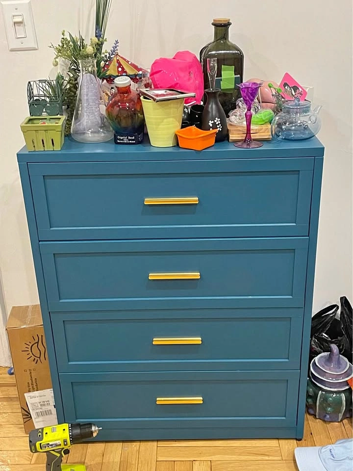 Blue Metal Dresser Storage Drawers
