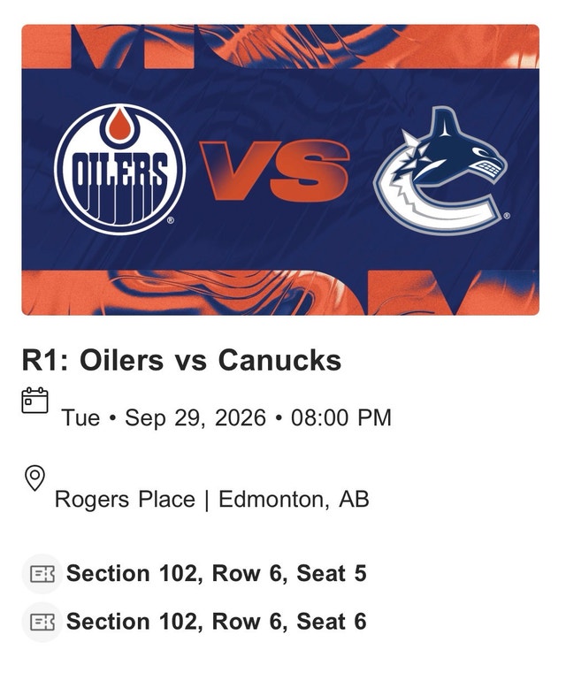 Oilers Home Opener – Lower Bowl Seats - Sep 29