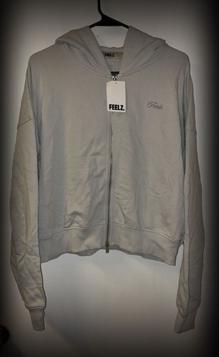 Feelz Washed Zip Hoodie Light Grey Size L New with Tags
