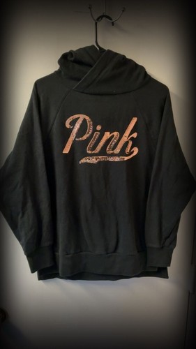 Victoria's Secret PINK Black Pullover Hoodie with Rose Gold Sequ - photo 2