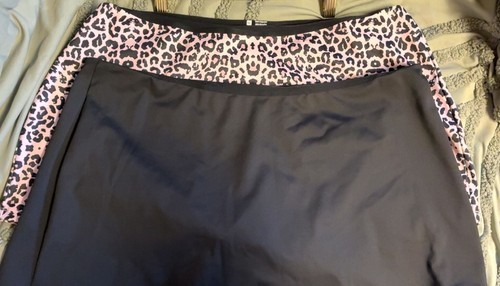 OQQ Women's XL Black Pink Leopard Print Skort Athletic Tennis Sk
