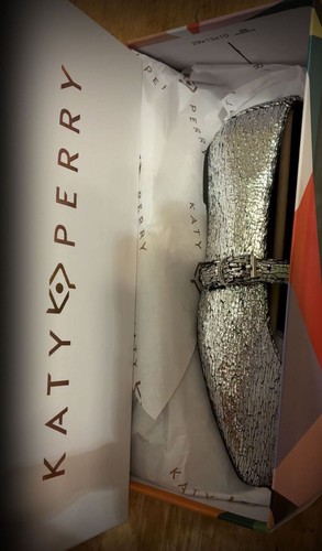 Katy Perry The Evie Mary Jane Silver Crackled Glitter Flats