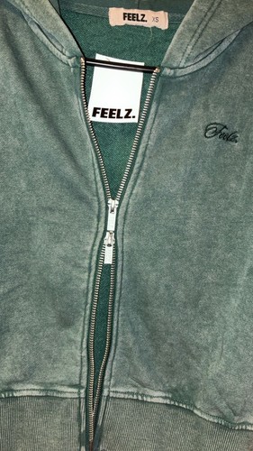 FEELZ. Washed Zip-Up Hoodie Dark Green Size XS - photo 3