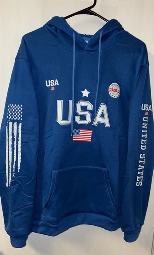 Unbranded Blue USA Patriotic Graphic Print Fleece Hoodie