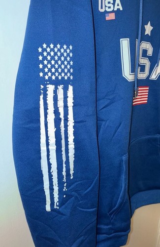 Unbranded Blue USA Patriotic Graphic Print Fleece Hoodie - photo 2