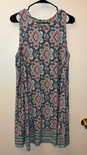 LOFT Outlet Sleeveless Medallion Print Shift Dress Size L