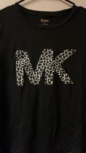 Michael Kors Black Short Sleeve T-Shirt with Animal Print MK Log - photo 2