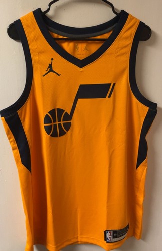 Utah Jazz Jordan NBA Connected Jersey Gold Black Size M