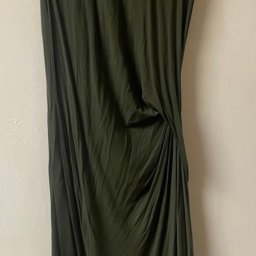 Dark Green Draped Sleeveless Midi Dress