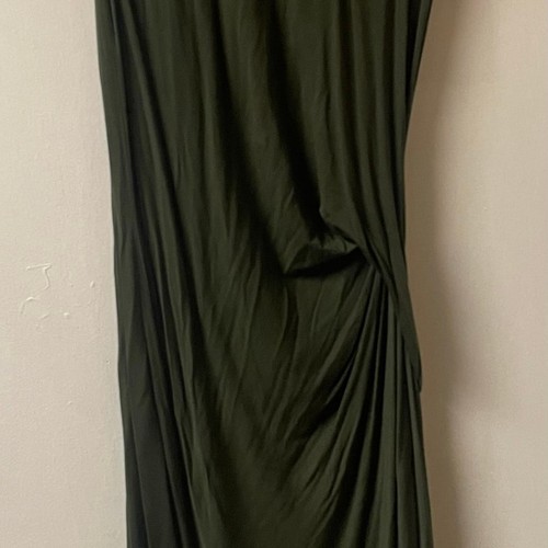 Dark Green Draped Sleeveless Midi Dress - photo 2
