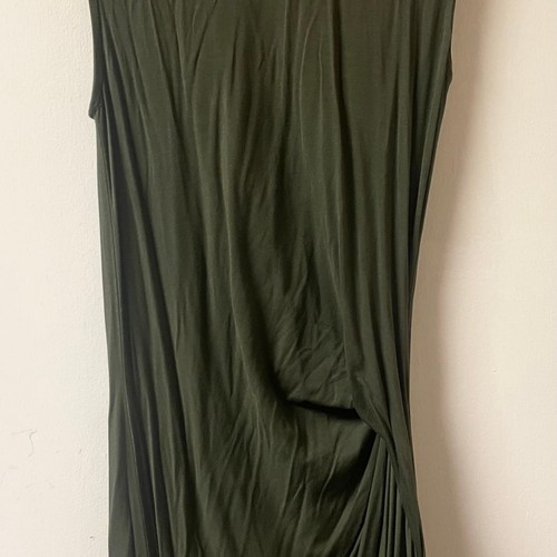 Dark Green Draped Sleeveless Midi Dress - photo 4