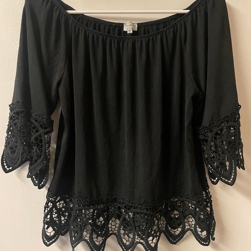 love J Women's Blouse Size Small Black Stretch 3/4 Sleeve