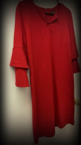 J.McLaughlin Red Tiered Ruffle Sleeve Shift Dress, Size M - photo 2