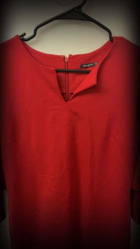 J.McLaughlin Red Tiered Ruffle Sleeve Shift Dress, Size M - photo 3