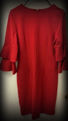 J.McLaughlin Red Tiered Ruffle Sleeve Shift Dress, Size M - photo 5