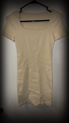 OQQ Women's Ribbed Square Neck Short Sleeve Fitted Mini Dress - photo 2