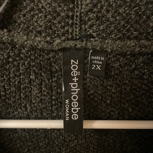 Zoe + Phoebe Plaid Open Front Cardigan Sweater, Charcoal & Grey - photo 2