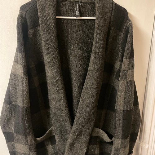 Zoe + Phoebe Plaid Open Front Cardigan Sweater, Charcoal & Grey - photo 3