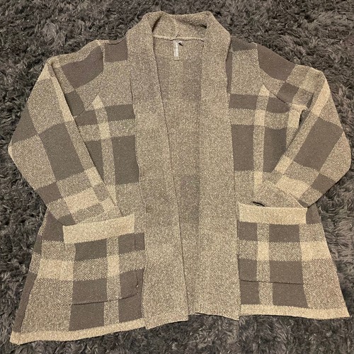 Zoe + Phoebe Plaid Open Front Cardigan Sweater, Charcoal & Grey - photo 4