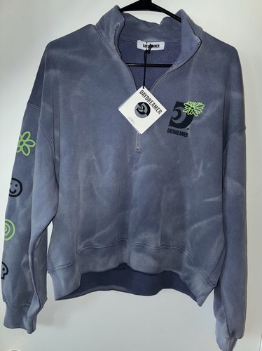 Daydreamer Blue Cloud Wash Quarter-Zip Cropped Sweatshirt