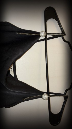J.ING Black Satin Cowl Neck Mini Dress with Rhinestone Straps - photo 2