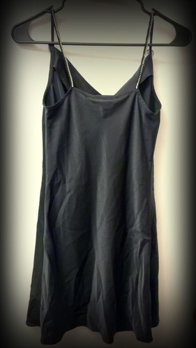 J.ING Black Satin Cowl Neck Mini Dress with Rhinestone Straps - photo 5