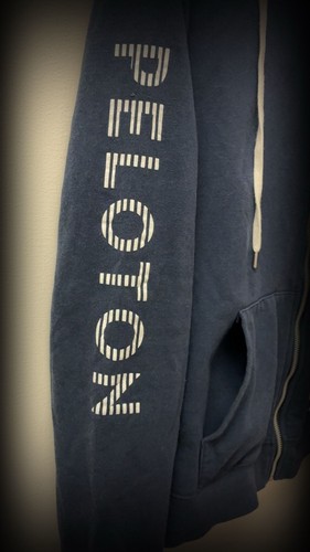 Peloton Navy Blue Full Zip Hoodie with Striped Sleeve Logo Size - photo 3