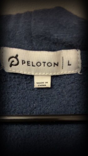 Peloton Navy Blue Full Zip Hoodie with Striped Sleeve Logo Size - photo 5