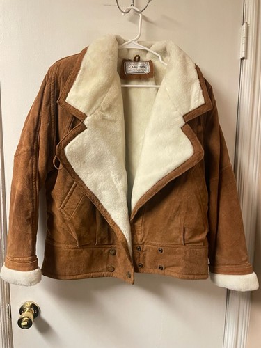 Vintage Karizma Genuine Suede Bomber Jacket with Faux Fur