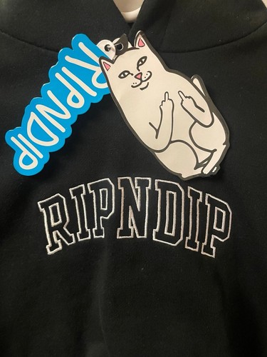 NWT RipNDip Cropped Black Hoodie | Embroidered Logo | Size XS - photo 2