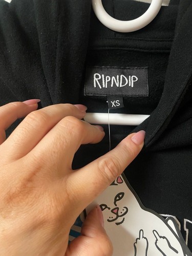 NWT RipNDip Cropped Black Hoodie | Embroidered Logo | Size XS - photo 4
