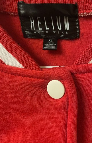Red and White Striped Trim Crop Varsity Jacket - photo 4