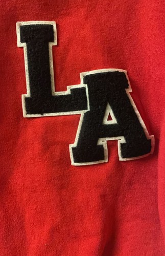 Red and White Striped Trim Crop Varsity Jacket - photo 5