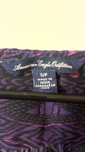 American Eagle Outfitters Purple Geometric Ikat Sheer V-Neck Blo - photo 4
