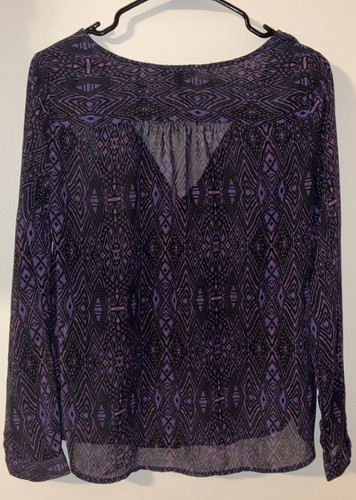 American Eagle Outfitters Purple Geometric Ikat Sheer V-Neck Blo - photo 5