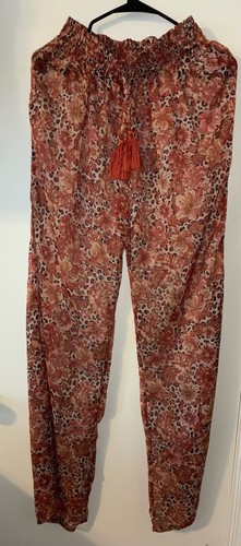Tularosa Floral and Leopard Mixed Print Smocked Waist Pants
