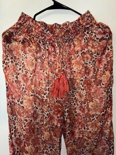 Tularosa Floral and Leopard Mixed Print Smocked Waist Pants - photo 2