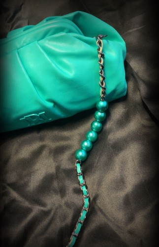 Badgley Mischka Teal Ruched Convertible Clutch Bag - photo 4