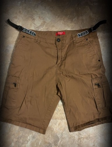 Guess Men's Brown Logo Tape Cargo Shorts Size 33 - photo 2