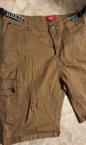 Guess Men's Brown Logo Tape Cargo Shorts Size 33 - photo 3
