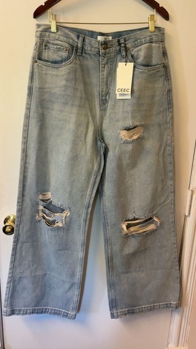 CEEC Light Wash Distressed Wide Leg Jeans - photo 2