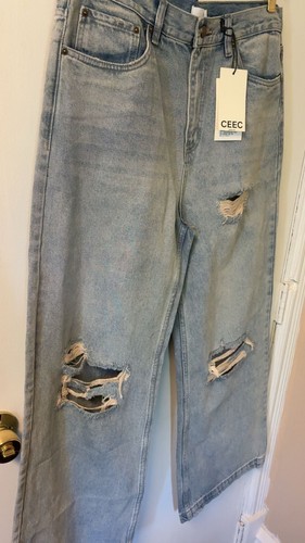 CEEC Light Wash Distressed Wide Leg Jeans - photo 3
