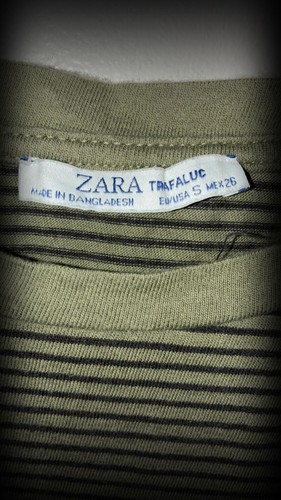 Zara Trafaluc Olive Green Striped Cuffed Sleeve T-Shirt Size S - photo 4