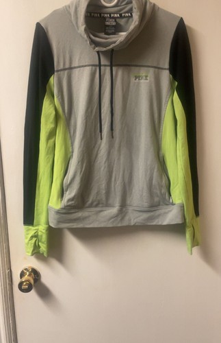Victoria's Secret PINK Ultimate Funnel Neck Gray Neon Pullover - photo 2