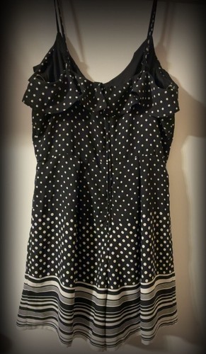 Blue Rain Polka Dot Ruffle Romper with Striped Hem Size XS - photo 4