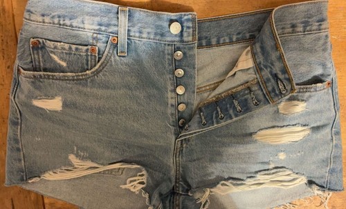 Levi's 501 Original Distressed High Rise Button-Fly Shorts - photo 2
