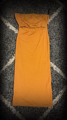 Forever 21 Mustard Strapless Cutout Maxi Dress Size Small